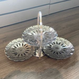 Vintage three tier folding serving tray